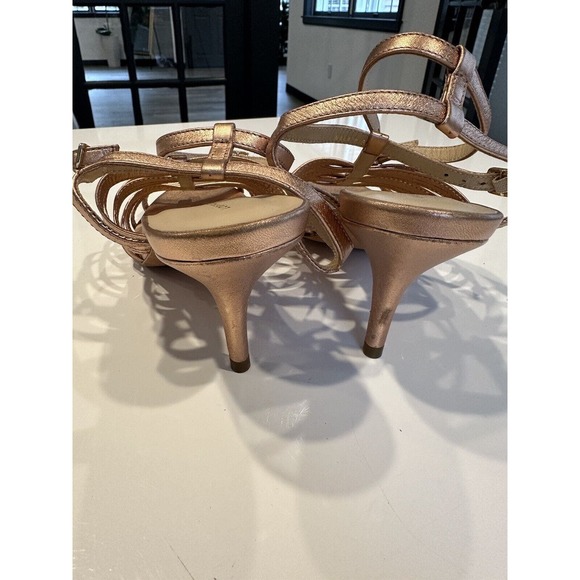 Loeffler Randall Rose Gold Strappy Kitten Heel Sandal Size 7.5 - Picture 11 of 16